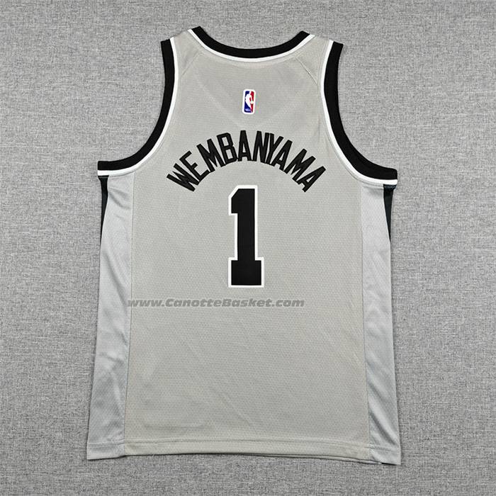 Maglia Bambino San Antonio Spurs Victor Wembanyama No 1 Statement 2025-26 Grigio